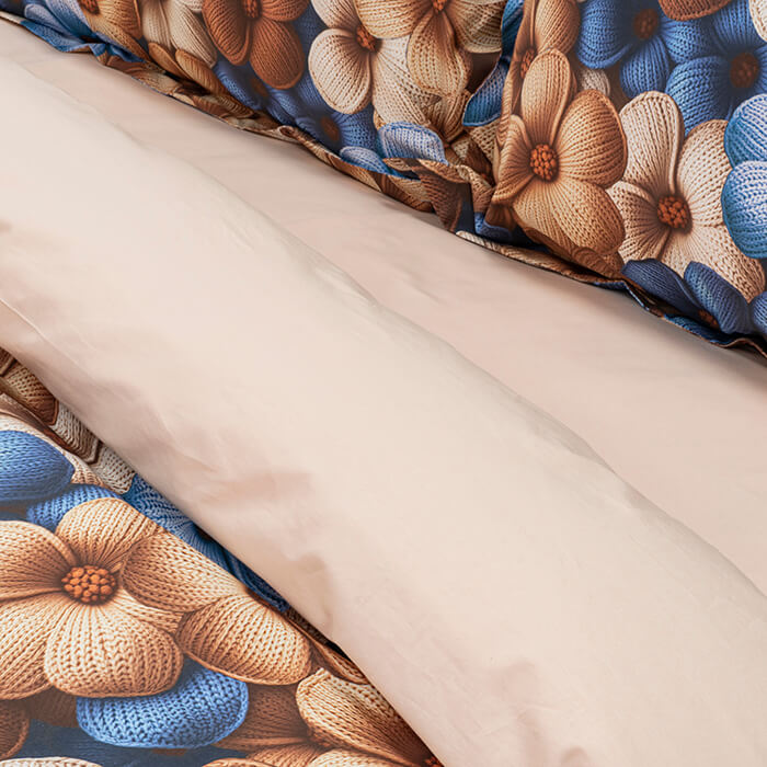 Постельное белье ЕВРО МИРТЕК 5D LEAVES BLUE 200х220-1шт 235х260-1шт 50х70-2шт 100%хлопок голубой_Каталог-v2_MIRTECK